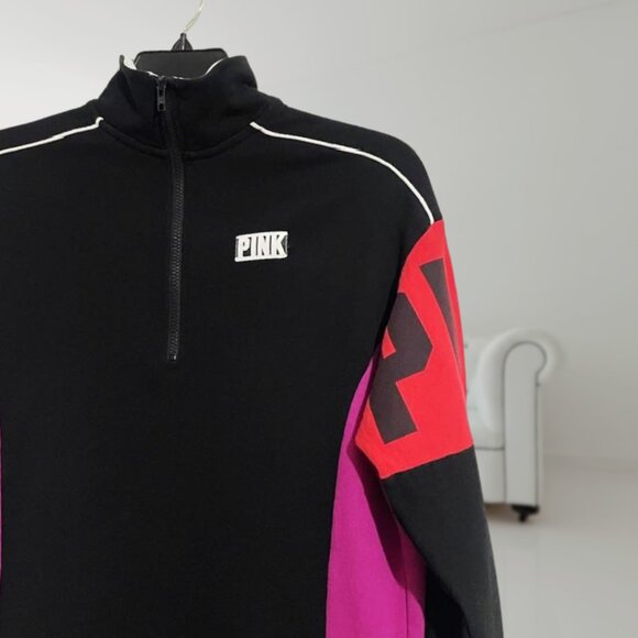 Victoria’s Secret PINK Colorblock Quarter Zip Sweatshirt Curve Hem XS - Picture 5 of 16